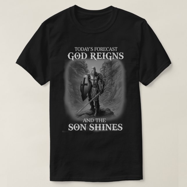 Der christliche Templerkrieger Gottes regiert den T-Shirt (Design vorne)