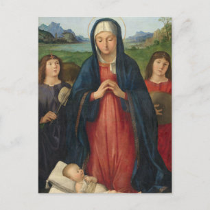 Der Christusknabe, angebetet von Maria, Solario Postkarte
