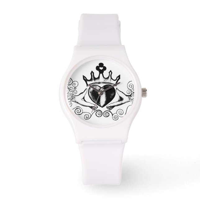 Der Claddagh (schwarz) Armbanduhr (Vorderseite)