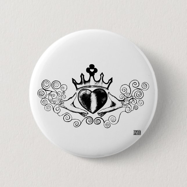Der Claddagh (schwarz) Button (Vorderseite)