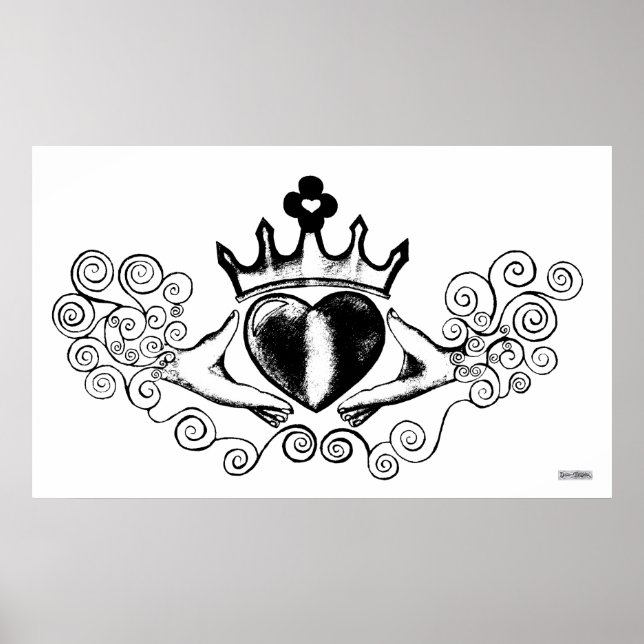 Der Claddagh (schwarz) Poster (Vorne)
