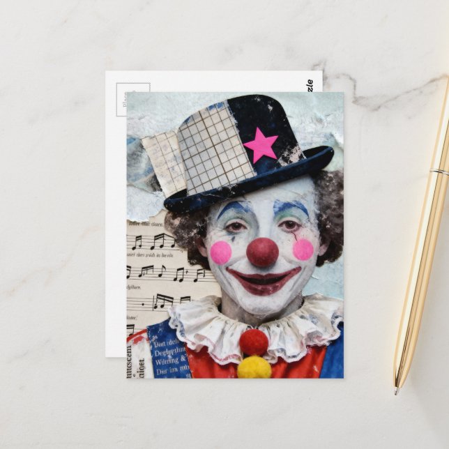 Der Clown gemischte Medien Postkarte (Vorderseite/Rückseite Beispiel)