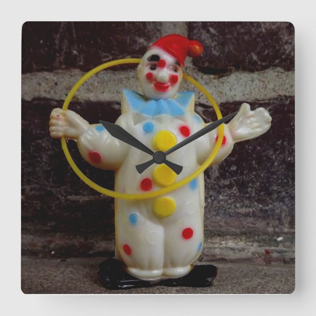 Der Clown Quadratische Wanduhr (Vorderseite)
