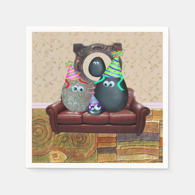 Der Cocktail bei der Familie Pet Rock Napkin Serviette (Vorderseite)