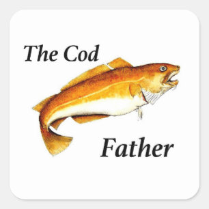 Der Cod-Vater ideale Angler. Quadratischer Aufkleber