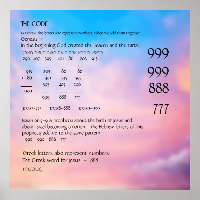 Der Code Genesis 1:1 Poster (Vorne)