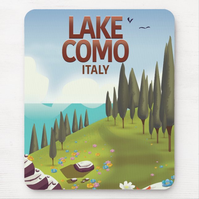 Der Comer See Italien Reise Postkarte. Mousepad (Vorne)