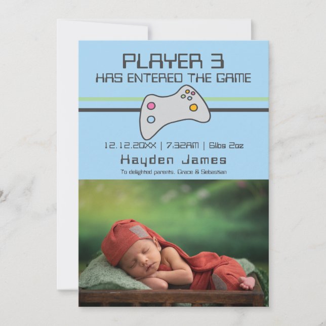 Der Computer Video Game Player hat ein neues Baby  Einladung (Vorderseite)