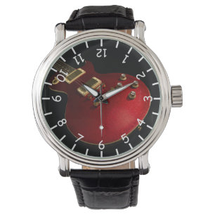 Der coole rote Schein-elektrische Felsen-Gitarre Armbanduhr