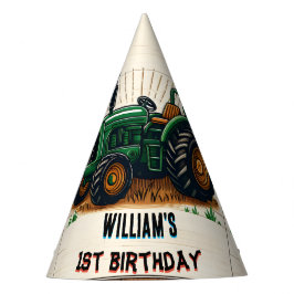 Der coole Traktor des Kinderretro-Jungen 1. Geburt Partyhütchen