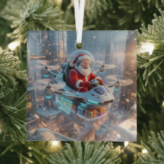 Der coolste Sci-Fi-Weihnachtsmann Ornament Aus Glas