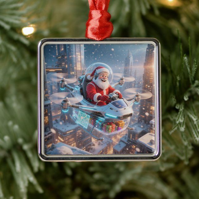 Der coolste Sci-Fi-Weihnachtsmann Ornament Aus Metall (Baum)