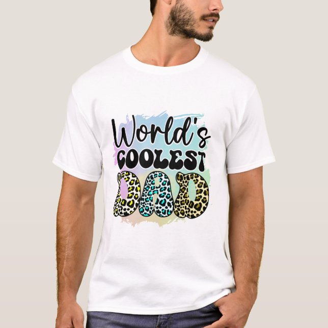 Der Coolstste Vater der Welt - Leopard-Schriftart T-Shirt (Vorderseite)