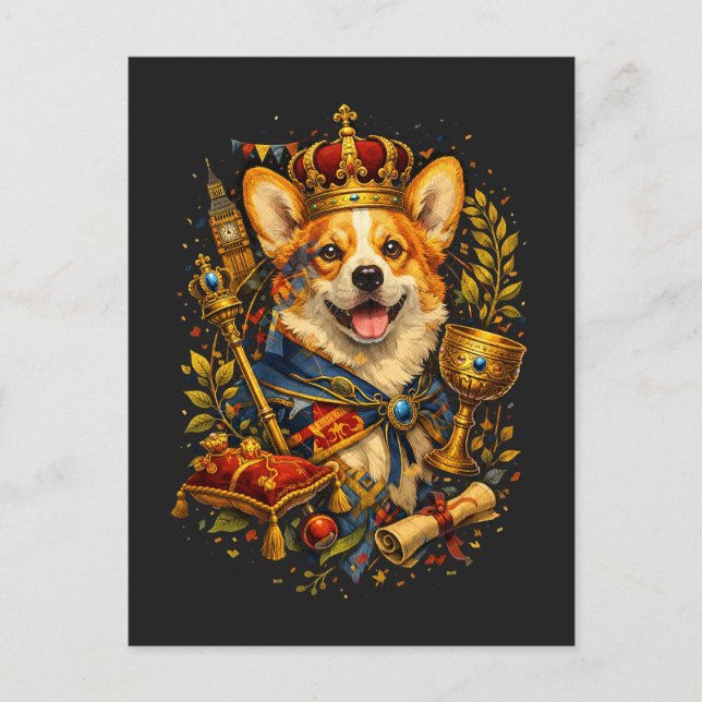 Der Corgi-König Postkarte (Vorderseite)