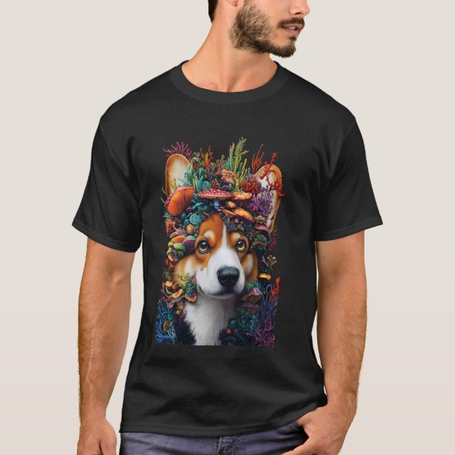 Der Corgi & Koralle T-Shirt (Vorderseite)