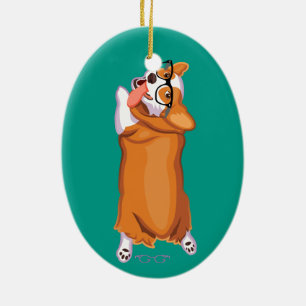 Der Corgi Sploot Keramikornament