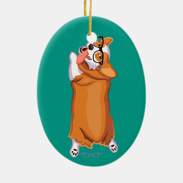 Der Corgi Sploot Keramikornament (Hinten)