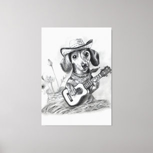 Der Country-Crooner-Dachshund Leinwanddruck