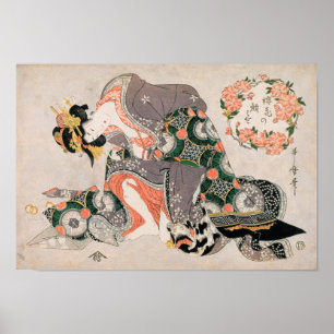 Der Courtesan mit Katze Kitagawa Utamaro geisha Poster