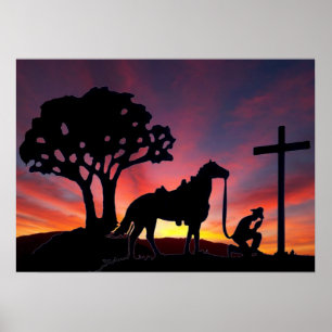 Der Cowboy am Fuß der Querplakatkunst Poster