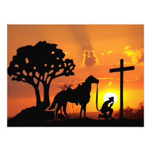 Der Cowboy am Fuße der digitalen Kreuzung Fotodruck