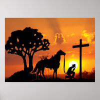 Der Cowboy im Cross Western Christlich Art