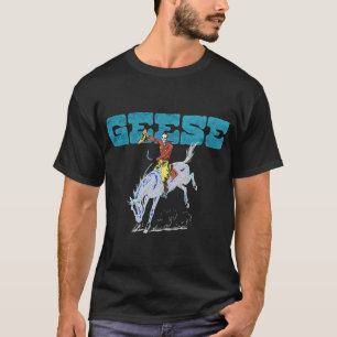 der Cowboy-Mann reitet Pferderennen-Aufkleber blau T-Shirt