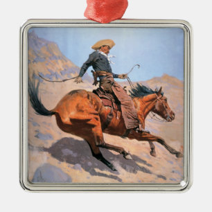 Der Cowboy (Öl auf Leinwand) Ornament Aus Metall