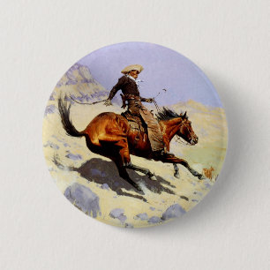 Der Cowboy von Remington, Vintage Kavallerie Milit Button