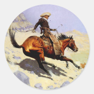 Der Cowboy von Remington, Vintage Kavallerie Milit Runder Aufkleber