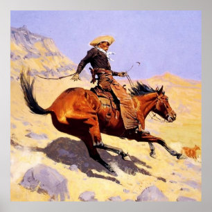 Der Cowboy Western Art von Frederic Remington Poster