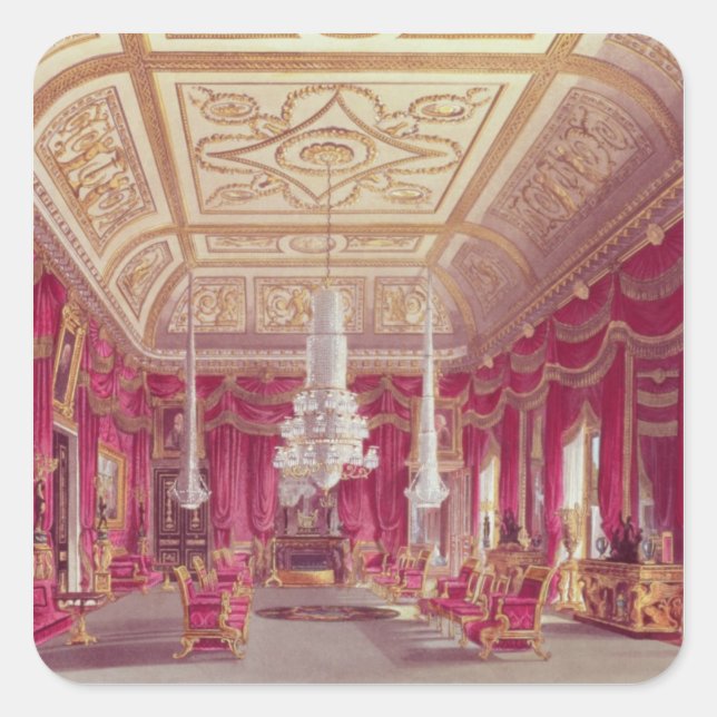 Der Crimson Zeichnend Saal, Carlton House Quadratischer Aufkleber (Vorderseite)