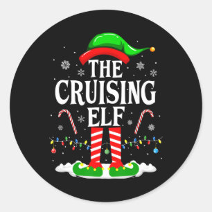 Der cruisende Elf Weihnachten Lustige passende Fam Runder Aufkleber