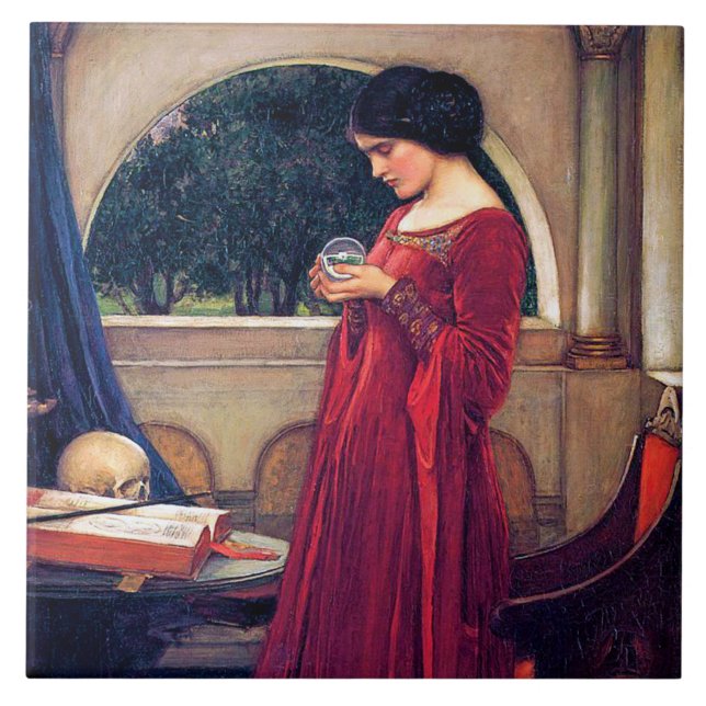 Der Crystal Ball, John William Waterhouse Fliese (Vorderseite)