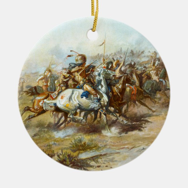 Der Custer Kampf durch Charles Marion Russell Keramikornament (Vorne)