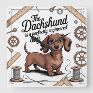 Der Dachshund ist ein perfekt konstruierter Hund Quadratische Wanduhr