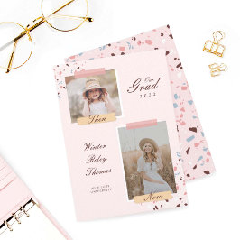 Der damals & Jetzt 2 Foto Abschluss Terrazzo Einladung