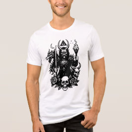 Der Dämon hält Feuer und ein Schwert. Tri-Blend Shirt