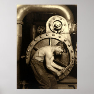 Der Dampffitter von Lewis Hine Poster
