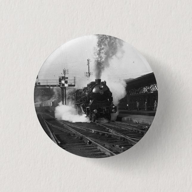 Der Dampfzug kommt um 1864 an! Button (Vorderseite)