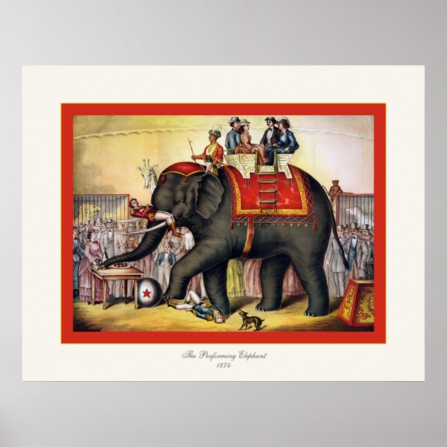 Der Darstellende Elefant ~ Vintager Zirkus Poster (Vorne)