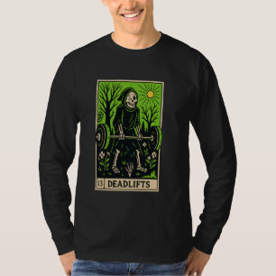 Der Deadlifter Lustige Skelett Tarot Karte Gym Wor T-Shirt