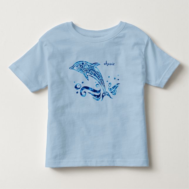 Der Delphin ist meine Freund-blaue Kleinkind T-shirt (Vorderseite)