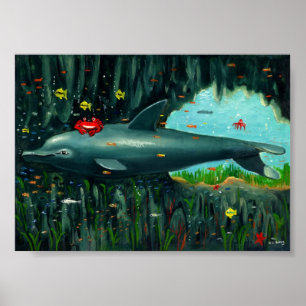 Der Delphin und die Krabbe waren Freunde Poster