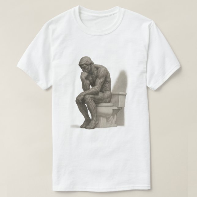 Der Denker auf dem Thron – Klassischer Kohle-Stil T-Shirt (Design vorne)