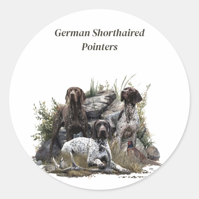 Der deutsche Kurzhaar oder Deutsch Kurzhaar Runder Aufkleber (Vorderseite)