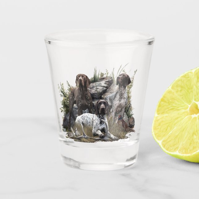 Der deutsche Kurzhaar oder Deutsch Kurzhaar Schnapsglas (Vorderseite)