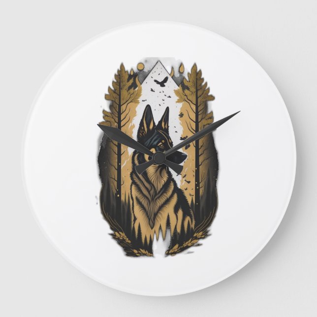 Der Deutsche Schäferhund 009  Große Wanduhr (Vorderseite)