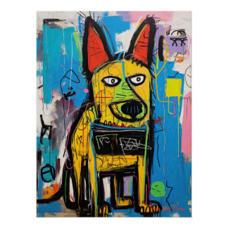 Der deutsche Schäferhund Hund Graffiti 01 - Leonar Poster