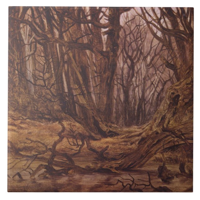 Der deutsche Wald in der Herbstsaison Fliese (Vorderseite)